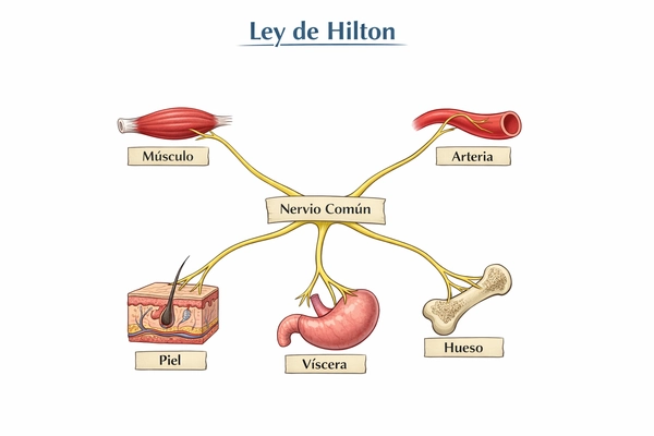 Gráfico descriptivo de la Ley o Teoría de Hilton en Osteopatía